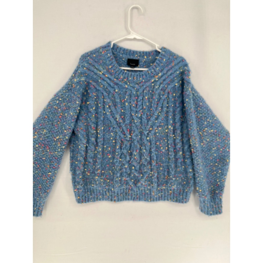 Lumiere Cable Knit Confetti Sweater Women Large Blue Multi Color NT18511